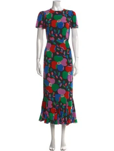 Pre-owned Rhode Floral Print Long Dress In Multicolor