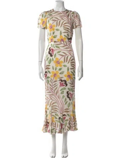 Pre-owned Rhode Floral Print Long Dress In Multicolor