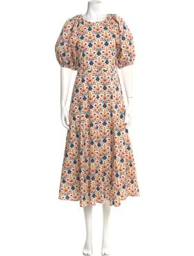 Pre-owned Rhode Floral Print Long Dress In Neutral