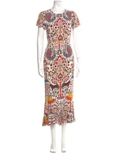 Pre-owned Rhode Floral Print Long Dress In Neutral