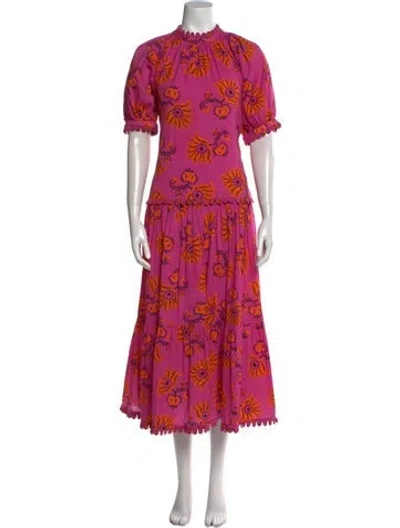 Pre-owned Rhode Floral Print Long Dress In Neutral