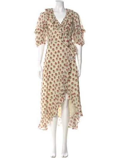 Pre-owned Rhode Floral Print Long Dress In Neutral