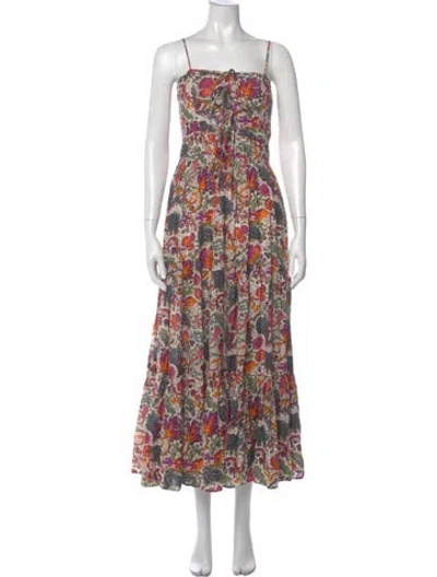 Pre-owned Rhode Floral Print Long Dress In Neutral