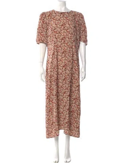 Pre-owned Rhode Floral Print Long Dress In Neutral