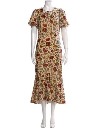 Pre-owned Rhode Floral Print Long Dress In Neutral