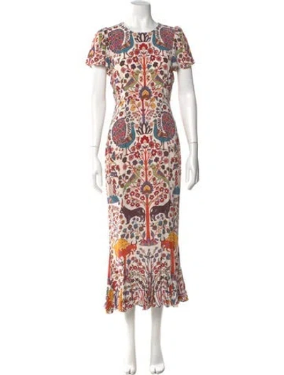 Pre-owned Rhode Floral Print Long Dress In Neutral