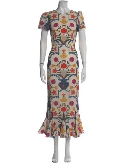 Pre-owned Rhode Floral Print Long Dress In Neutral