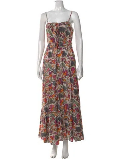 Pre-owned Rhode Floral Print Long Dress In Neutral