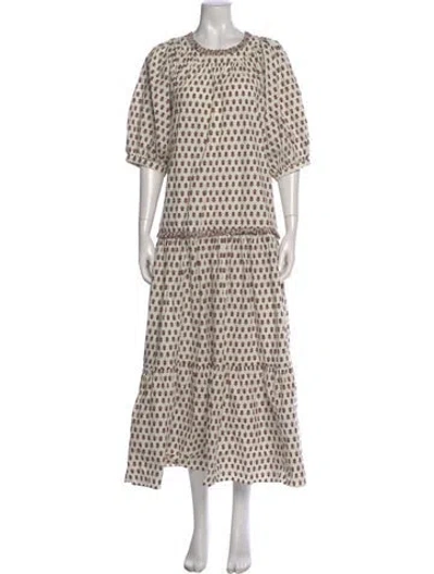Pre-owned Rhode Floral Print Long Dress In Neutral