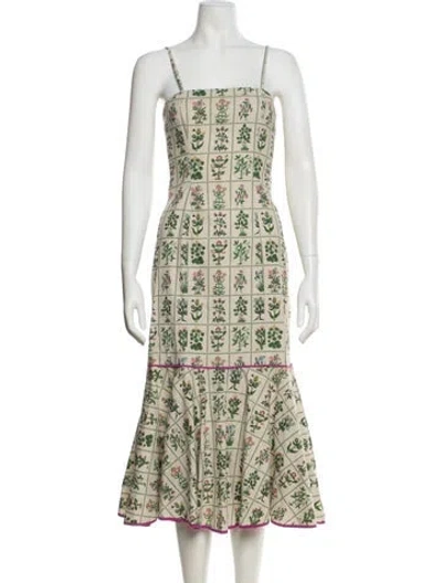 Pre-owned Rhode Floral Print Long Dress In Neutral