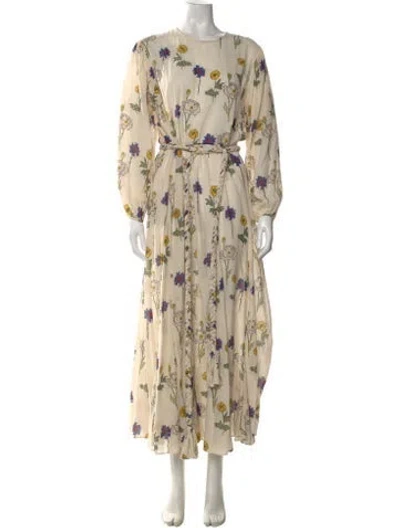Pre-owned Rhode Floral Print Long Dress In Neutral