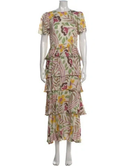 Pre-owned Rhode Floral Print Long Dress In Neutral