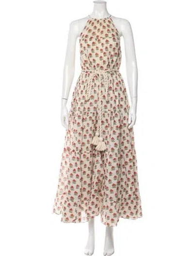 Pre-owned Rhode Floral Print Long Dress In Neutral