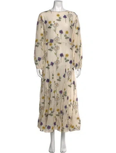 Pre-owned Rhode Floral Print Long Dress In Neutral