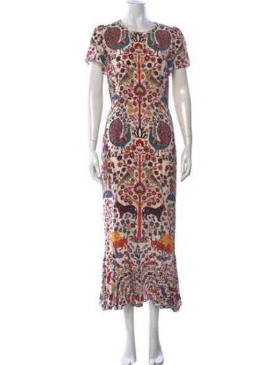 Pre-owned Rhode Floral Print Long Dress In Neutral