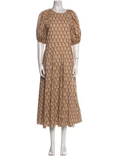 Pre-owned Rhode Floral Print Long Dress In Neutrals