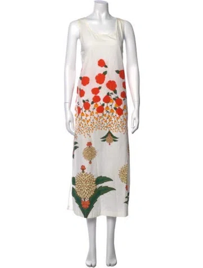 Pre-owned Rhode Floral Print Long Dress In Neutrals