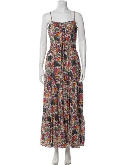Pre-owned Rhode Floral Print Long Dress In Neutrals