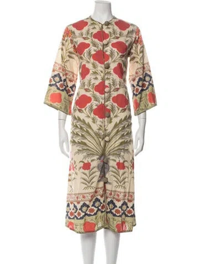 Pre-owned Rhode Floral Print Long Dress In Neutrals