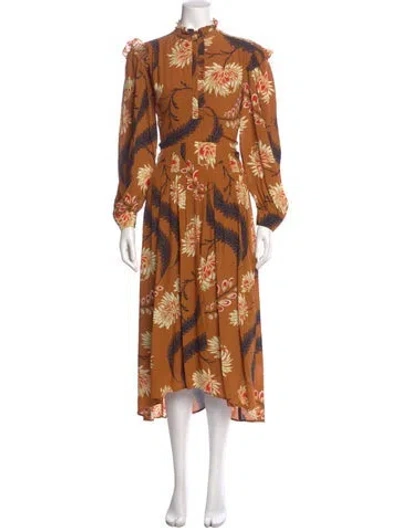 Pre-owned Rhode Floral Print Long Dress In Orange