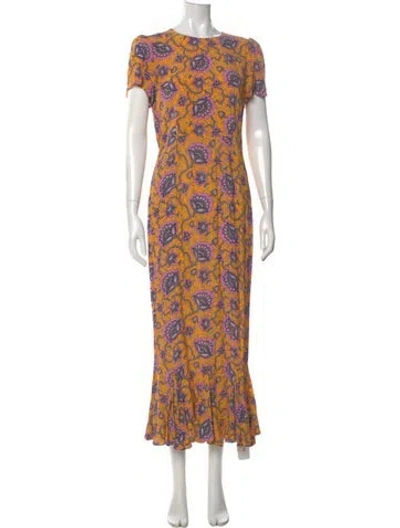 Pre-owned Rhode Floral Print Long Dress In Orange