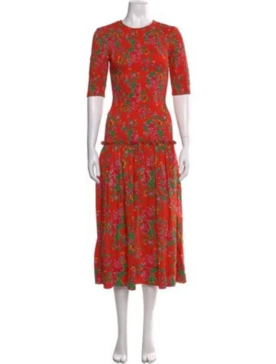 Pre-owned Rhode Floral Print Long Dress In Orange