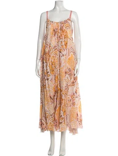 Pre-owned Rhode Floral Print Long Dress In Orange