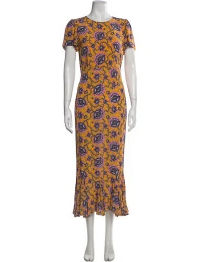 Pre-owned Rhode Floral Print Long Dress In Orange