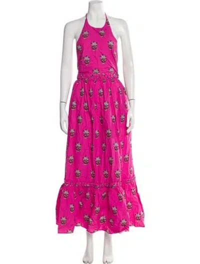 Pre-owned Rhode Floral Print Long Dress In Pink