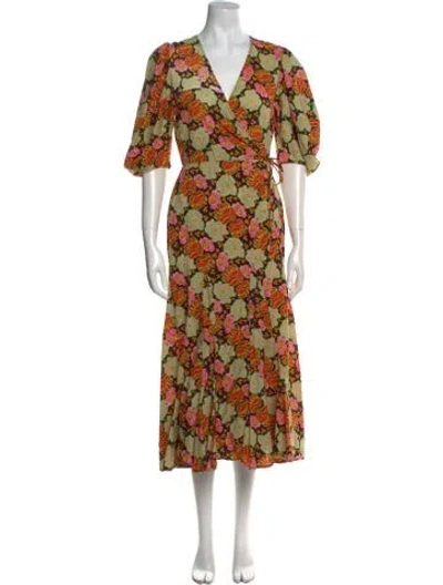 Pre-owned Rhode Floral Print Long Dress In Pink