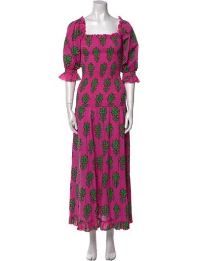 Pre-owned Rhode Floral Print Long Dress In Pink