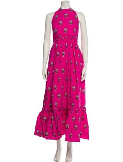 Pre-owned Rhode Floral Print Long Dress In Pink