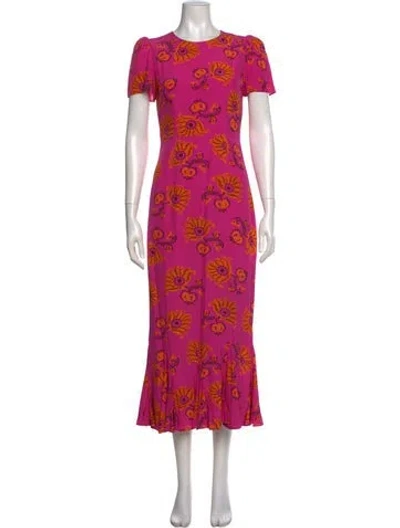 Pre-owned Rhode Floral Print Long Dress In Pink