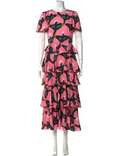 Pre-owned Rhode Floral Print Long Dress In Pink