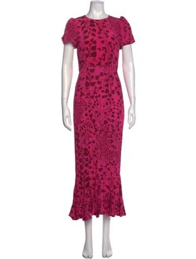 Pre-owned Rhode Floral Print Long Dress In Pink