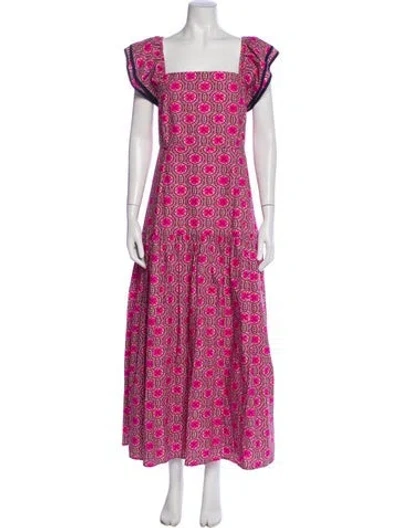 Pre-owned Rhode Floral Print Long Dress In Pink