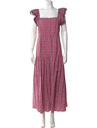 Pre-owned Rhode Floral Print Long Dress In Pink