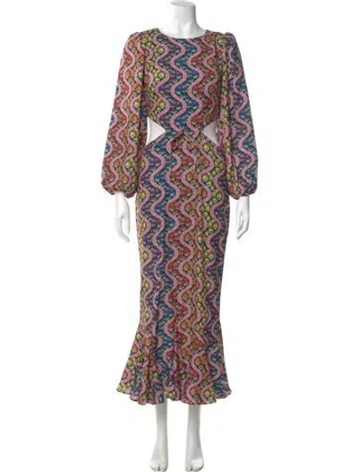 Pre-owned Rhode Floral Print Long Dress In Pink