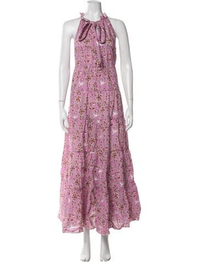 Pre-owned Rhode Floral Print Long Dress In Pink