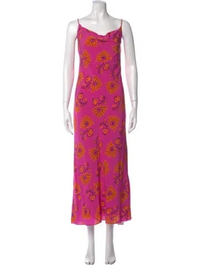Pre-owned Rhode Floral Print Long Dress In Pink
