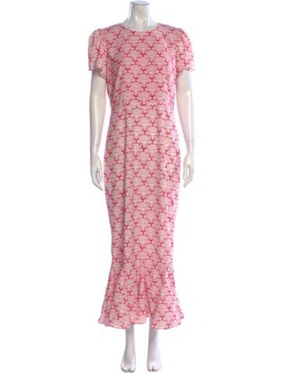 Pre-owned Rhode Floral Print Long Dress In Pink