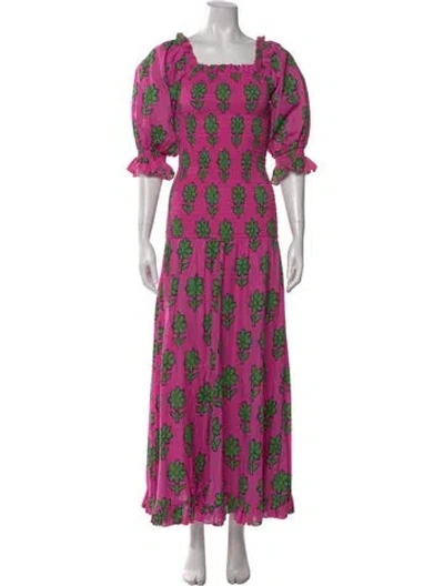 Pre-owned Rhode Floral Print Long Dress In Pink