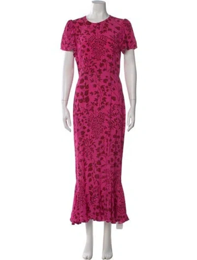 Pre-owned Rhode Floral Print Long Dress In Pink