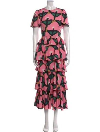 Pre-owned Rhode Floral Print Long Dress In Pink