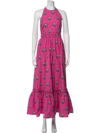 Pre-owned Rhode Floral Print Long Dress In Pink
