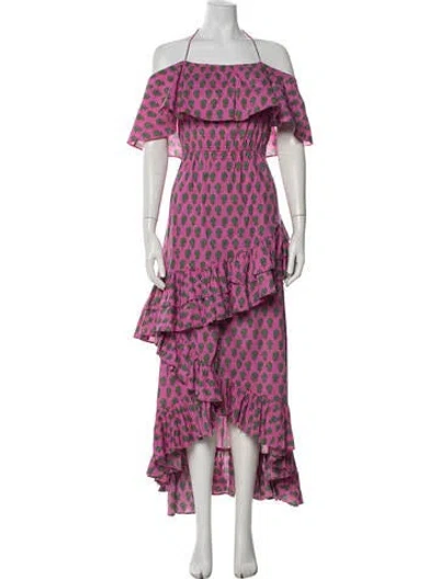 Pre-owned Rhode Floral Print Long Dress In Pink