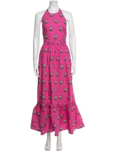 Pre-owned Rhode Floral Print Long Dress In Pink
