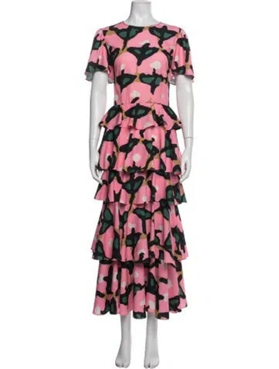 Pre-owned Rhode Floral Print Long Dress In Pink