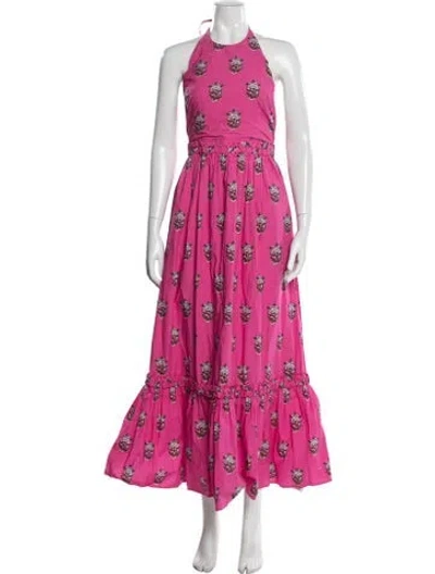 Pre-owned Rhode Floral Print Long Dress In Pink