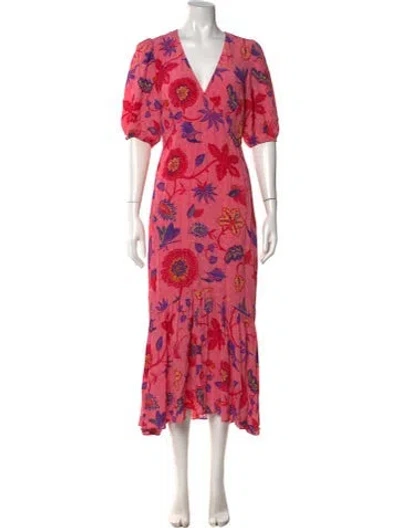 Pre-owned Rhode Floral Print Long Dress In Pink